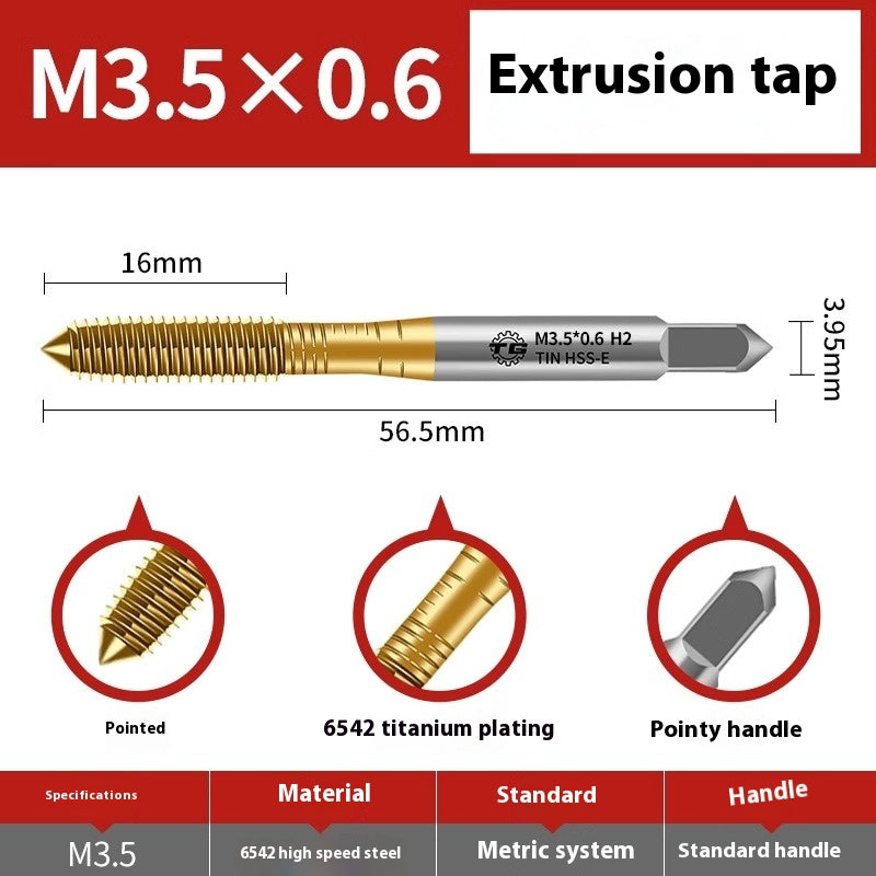 1100-6542 Titanium Plated Cobalt Extruded Tap Extruded Tapping Machined Chipless Tapping M3M4M6M8M10M12 Shandong Denso Pricision Tools Co.,Ltd.